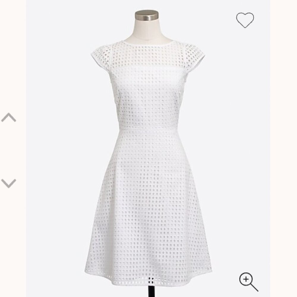 J. Crew Square Neck Eyelet Overlay Dress White Size 6